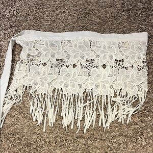 White Crochet Fringe swim cover up